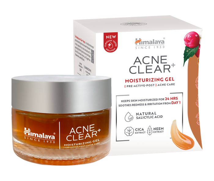 Himalaya Acne Clear+ Moisturizing Gel 50ml for acne-prone skin