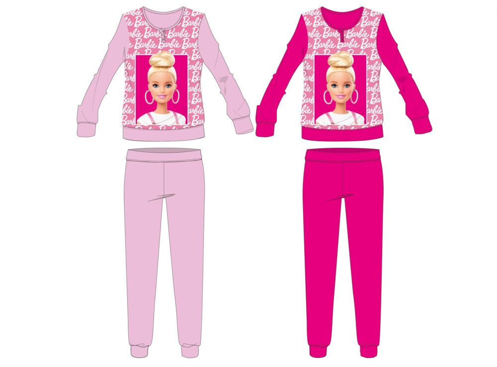 Barbie mintás pink téli pamut pizsama kislányoknak, 116-os méret