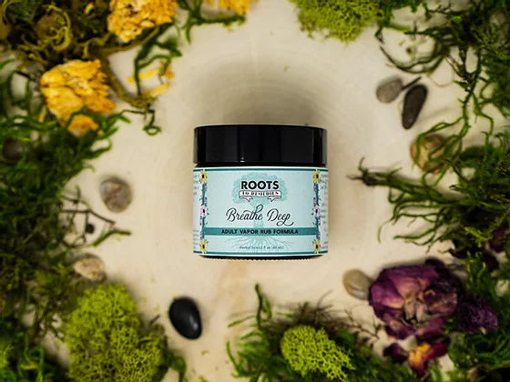 Breathe Deep Adult Vapor Rub Salve in 2 oz amber jar