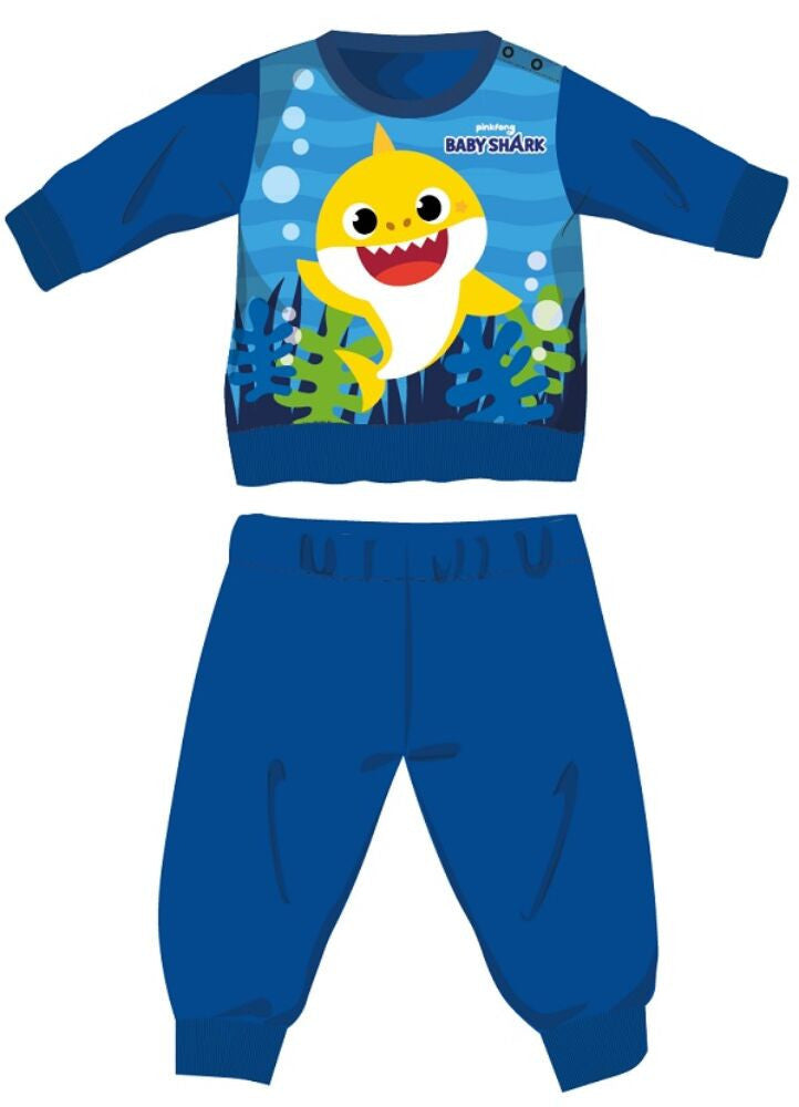 Középkék Baby Shark téli baba pizsama
