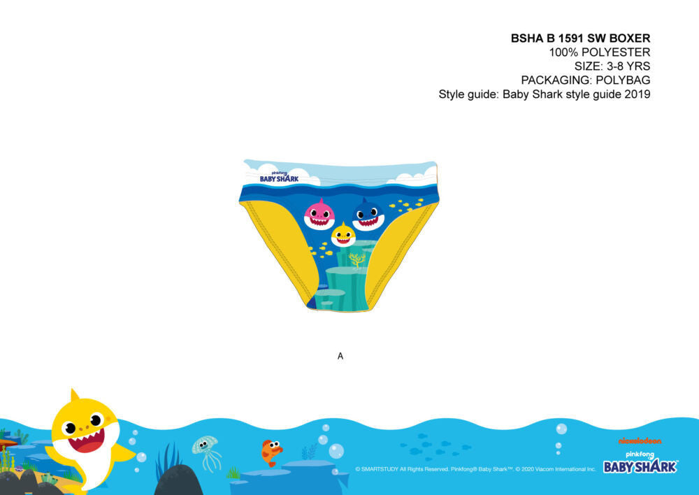 Sárga Baby Shark kisfiú fürdő alsó 110-es méretben