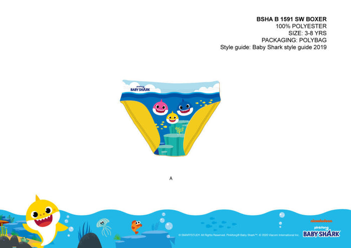Sárga Baby Shark kisfiú fürdő alsó 110-es méretben
