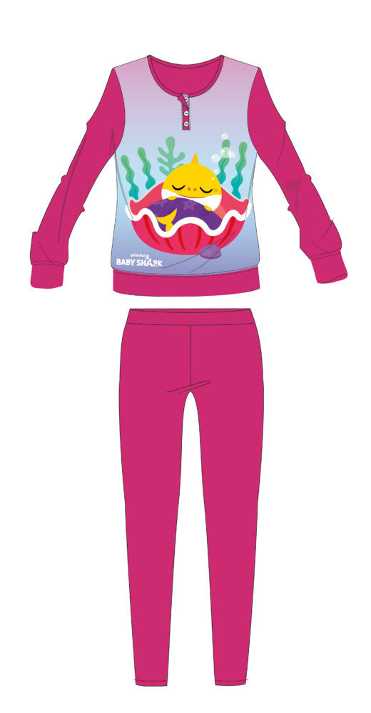 Pink Baby Shark hosszú gyerek pizsama 110-es méretben