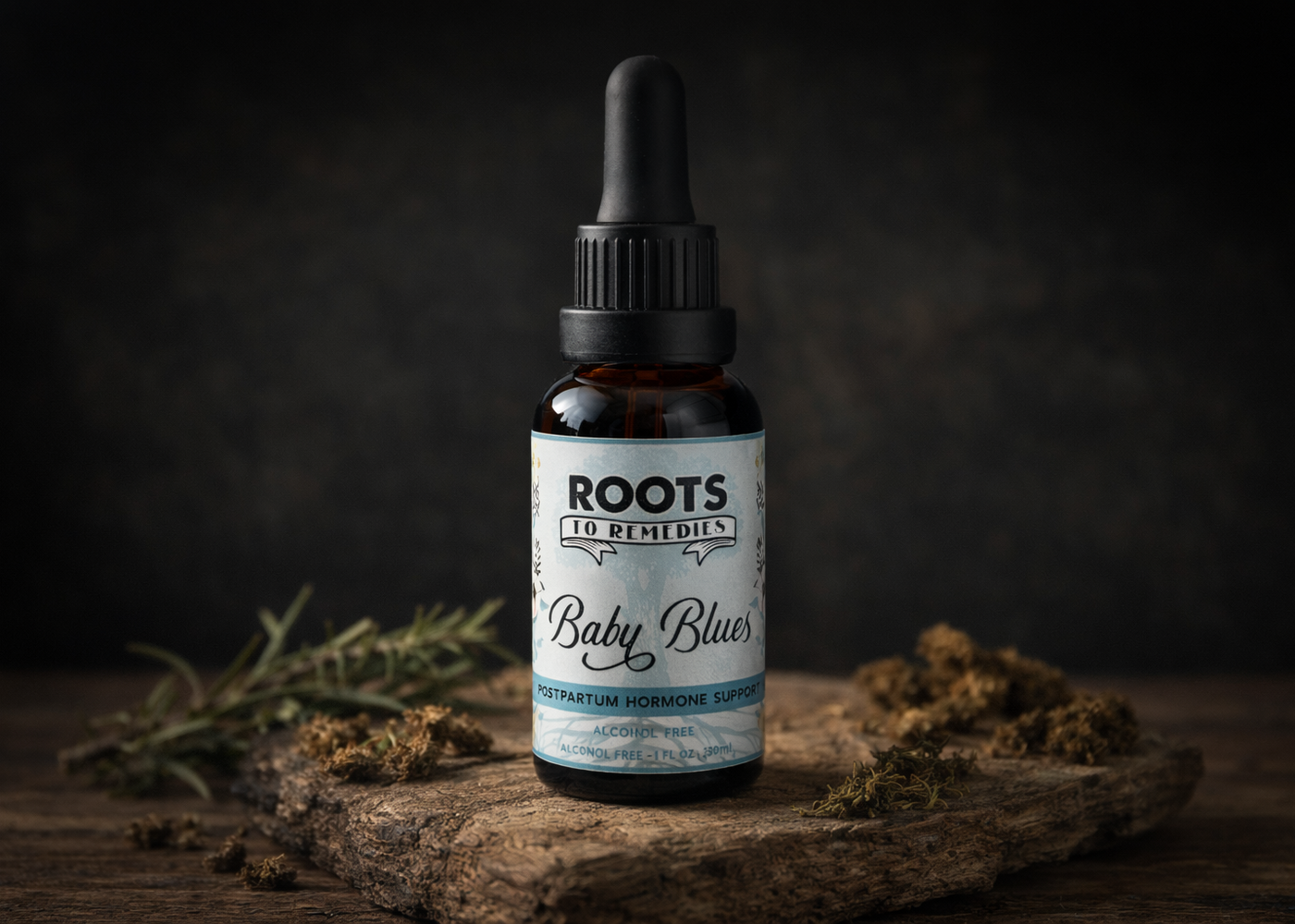 Baby Blues postpartum hormone balance herbal extract bottle