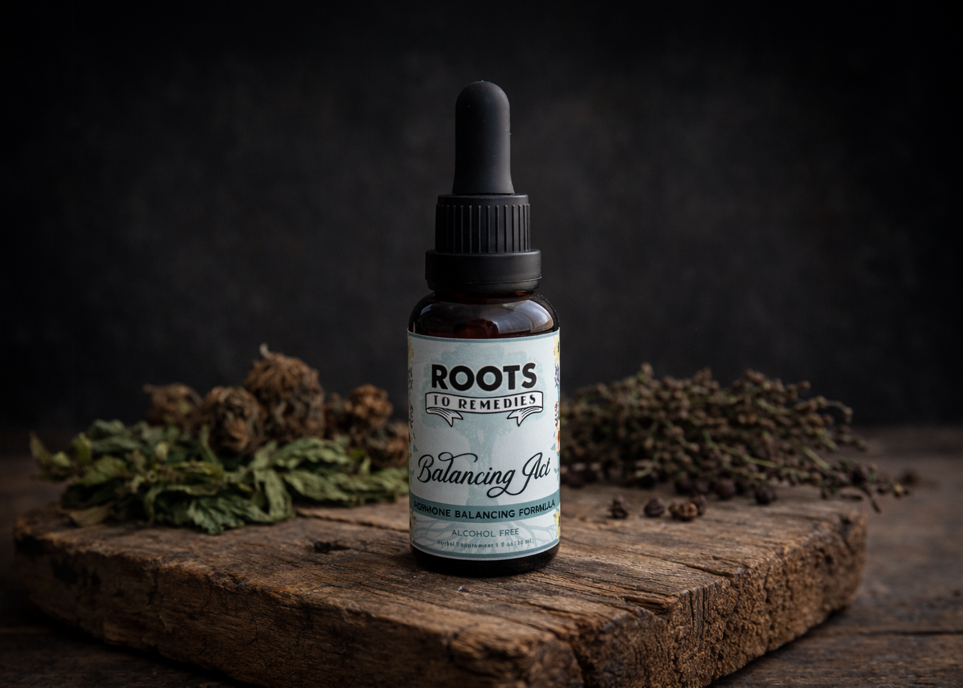 Balancing Act hormone support herbal extract bottle