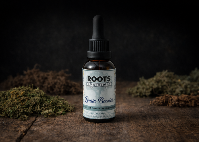 Brain Booster herbal focus and concentration extract bottle