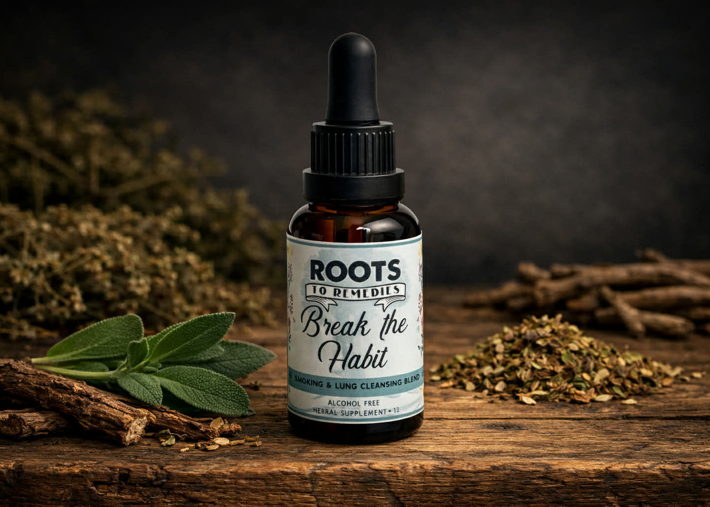 Break the Habit herbal lung support extract bottle