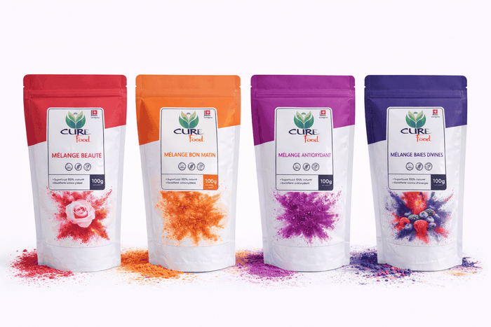Beauty and wellness superfood routine pack with four natural blends