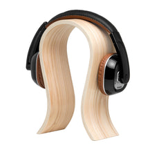 Minimalist oak wooden headphone stand for desk or studio use