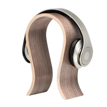 Minimalist oak wooden headphone stand for desk or studio use