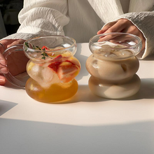 Round glass coffee cup with handle for coffee or tea