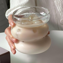 Round glass coffee cup with handle for coffee or tea