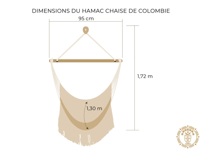 Malambo XL multicoloured Colombian hammock chair with cotton seat and wooden spreader bar