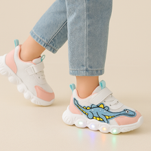 Kék LED-es dinoszauruszos gyerek sneaker