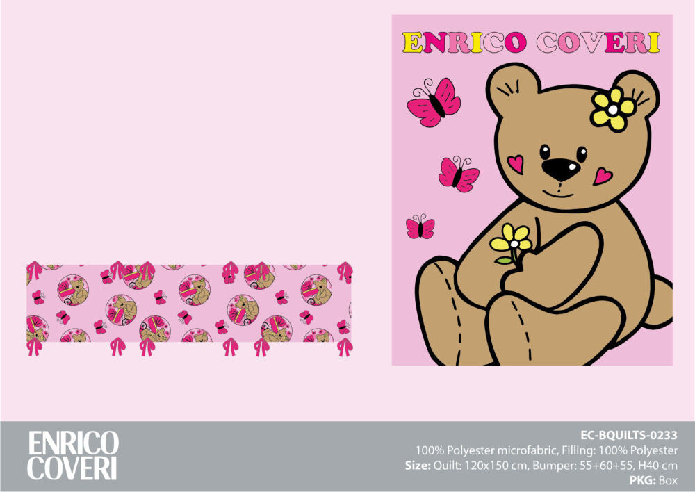 Rózsaszín Enrico Coveri 2 részes baba kiságy szett