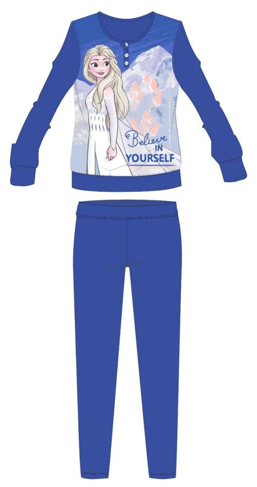 Kék Disney Jégvarázs gyerek pizsama Believe in yourself felirattal