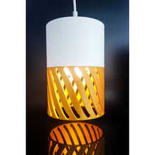 Sylwave Ivory Dune 3D printed pendant light with ivory upper section and golden wave-patterned lower shade