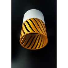 Sylwave Ivory Dune 3D printed pendant light with ivory upper section and golden wave-patterned lower shade