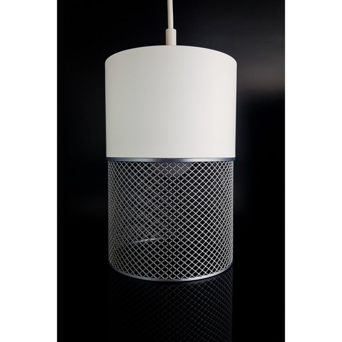 Loom Ivory Nebula 3D printed pendant light with ivory top and silver lower section