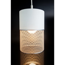 Loom Ivory Nebula 3D printed pendant light with ivory top and silver lower section