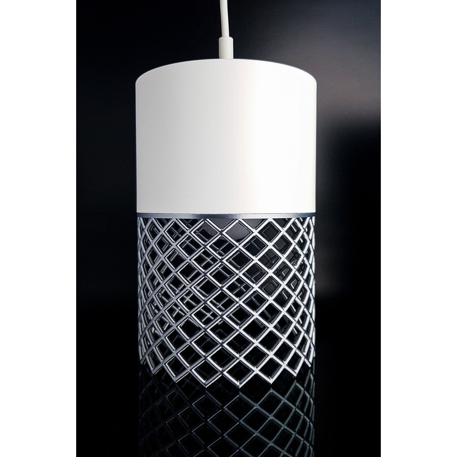 Vertex Ivory Nebula 3D printed pendant light in ivory and silver