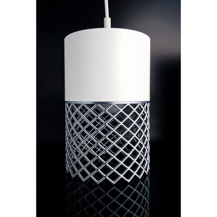 Vertex Ivory Nebula 3D printed pendant light in ivory and silver