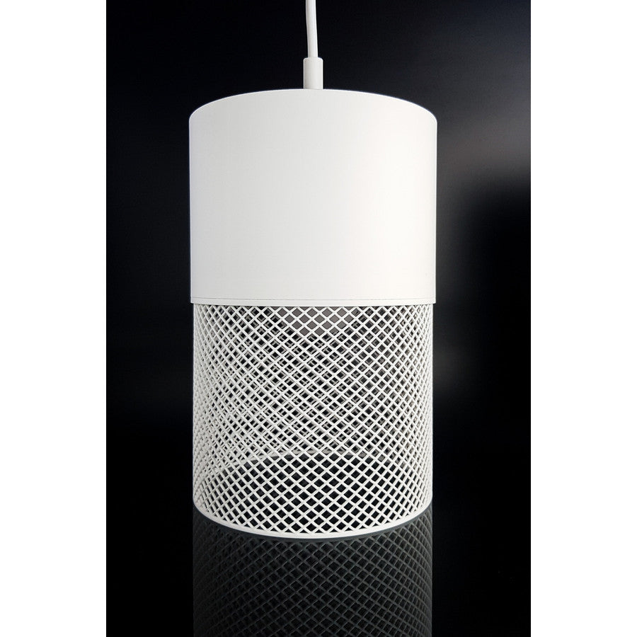 Loom Ivory Max matte ivory white 3D printed pendant light with mesh texture