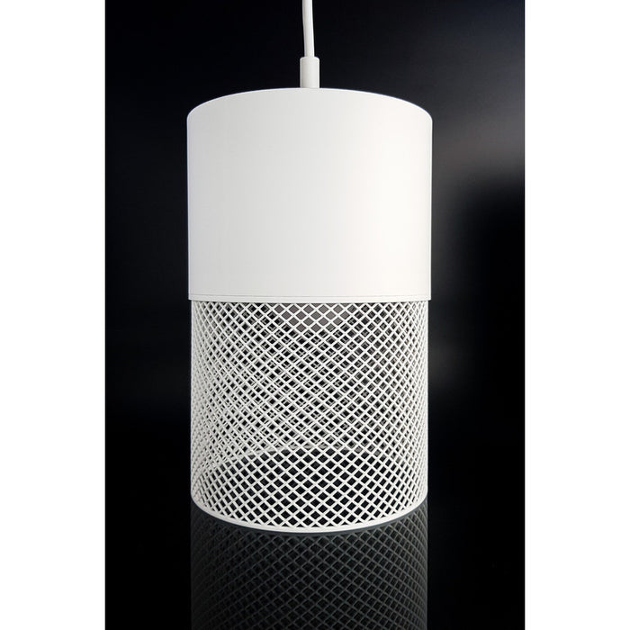 Loom Ivory Max matte ivory white 3D printed pendant light with mesh texture