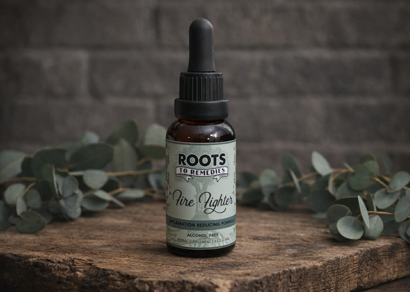 Fire Fighter herbal inflammation support extract in 1 oz bottle