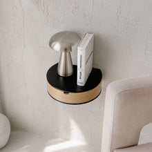 Floating Nightstand with Drawer, Rounded Wood Wall Shelf-1