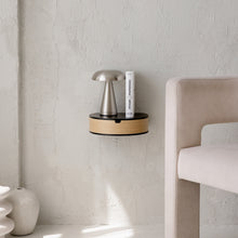 Floating Nightstand with Drawer, Rounded Wood Wall Shelf-4