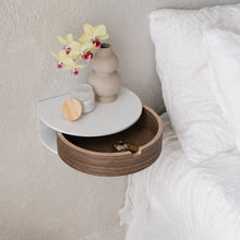Floating Nightstand with Drawer, Rounded Wood Wall Shelf-3