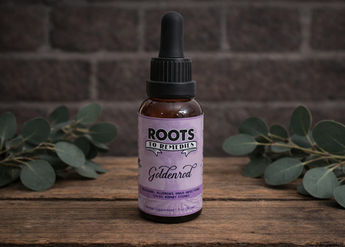 Goldenrod herbal tincture in 1 oz bottle