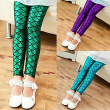 Fényes sellőmintás lány leggings arany színben