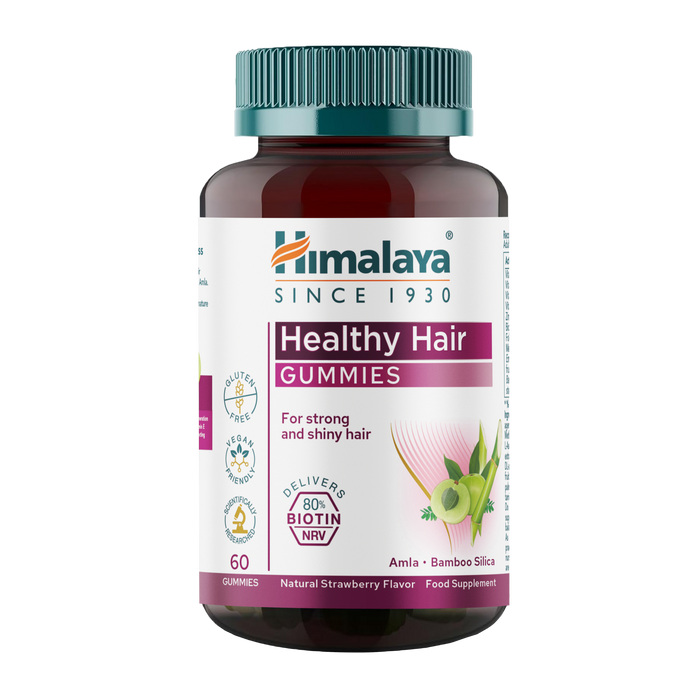 Himalaya Healthy Hair Gummies strawberry-flavoured vegetarian biotin supplement, 60 gummies