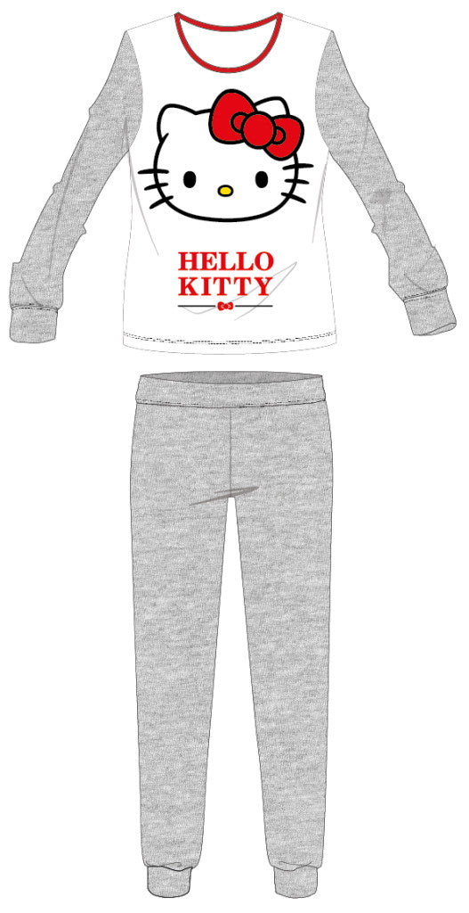Világosszürke Hello Kitty női pamut jersey pizsama