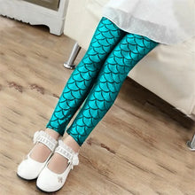 Fényes sellőmintás lány leggings arany színben