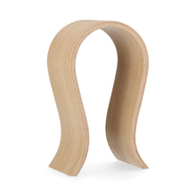 Minimalist oak wooden headphone stand for desk or studio use