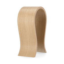 Minimalist oak wooden headphone stand for desk or studio use