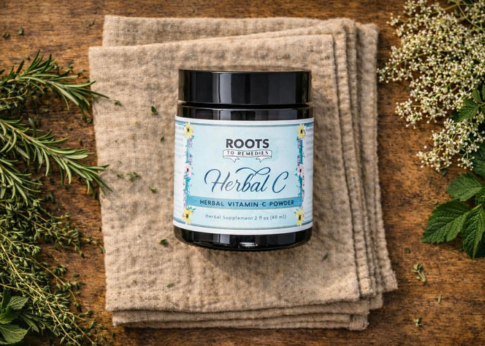 Herbal C organic vitamin C powder with camu camu, acerola, rosehip, and amla