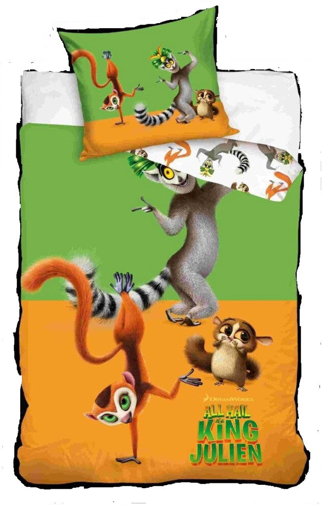 Madagascar King Julian ágyneműhuzat garnitúra 140×200 cm