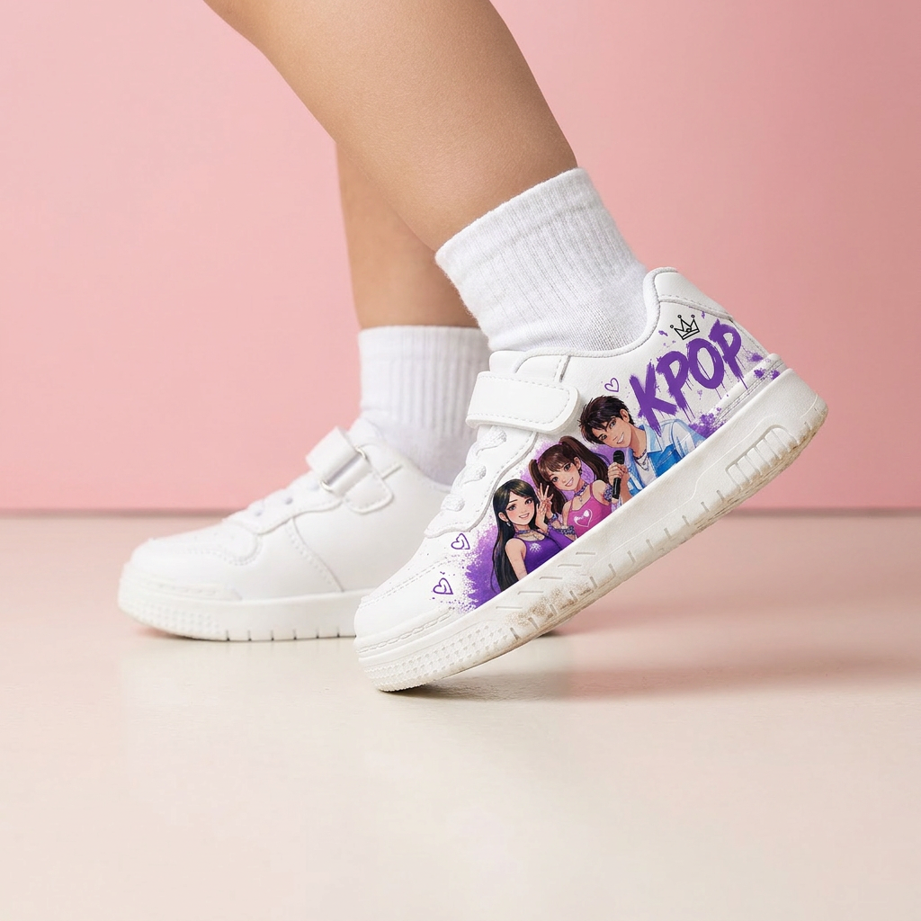 Fehér K-pop ihletésű gyerek sneaker