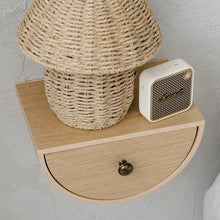 Oak floating wall nightstand with minimalist drawer