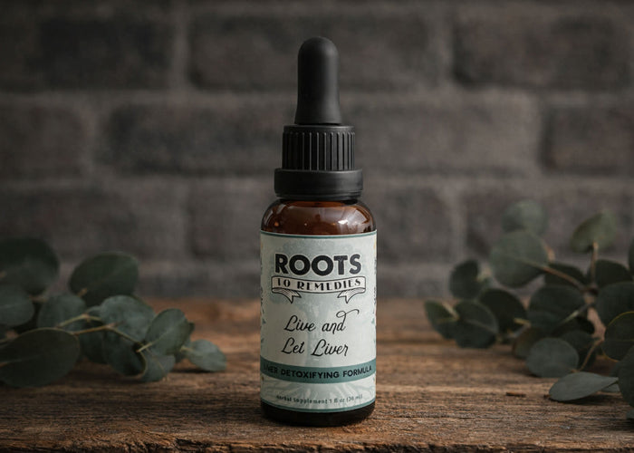 Live and Let Liver herbal tincture bottle for liver support