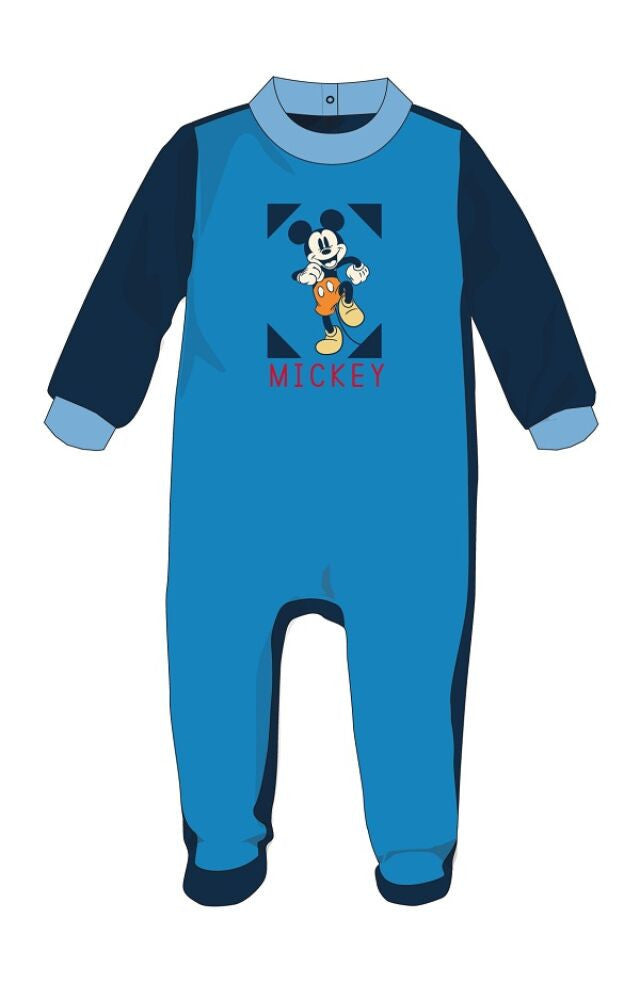Sötétkék Disney Mickey egér baba velúr rugdalózó