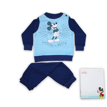 Sötétkék téli pamut baba pizsama Mickey egér mintával