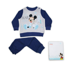 Sötétkék téli pamut baba pizsama Mickey egér mintával