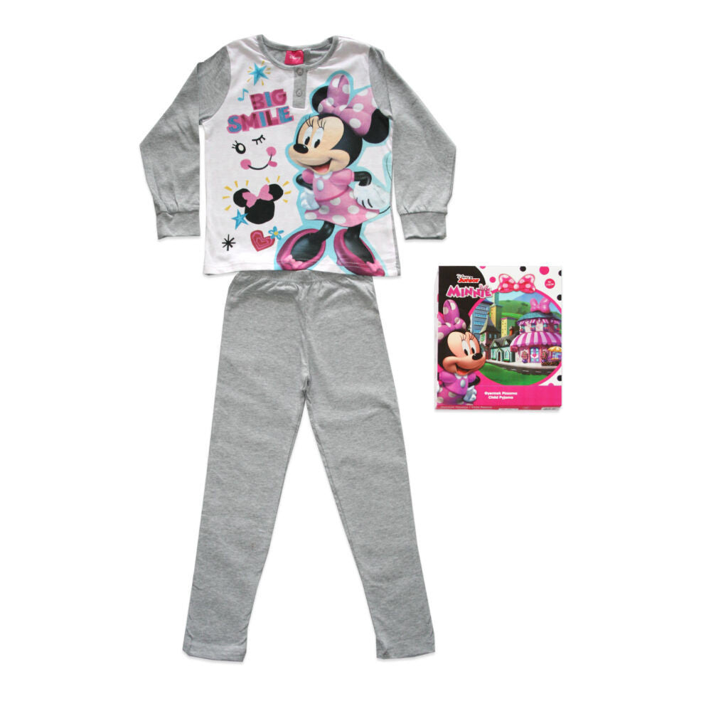Szürke Minnie egér mintás hosszú gyerek pizsama 104-es méretben