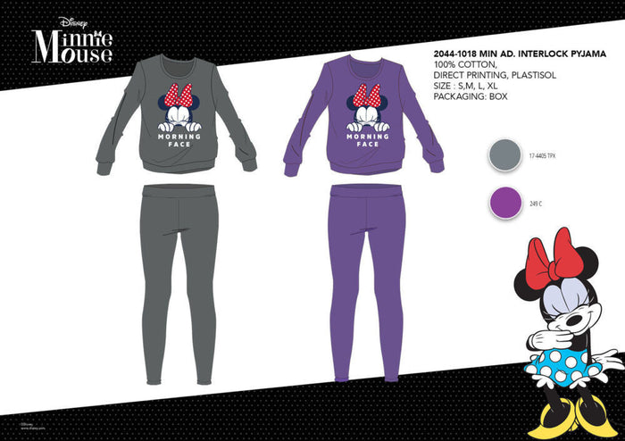 Lila Disney Minnie egér női téli pizsama M méretben