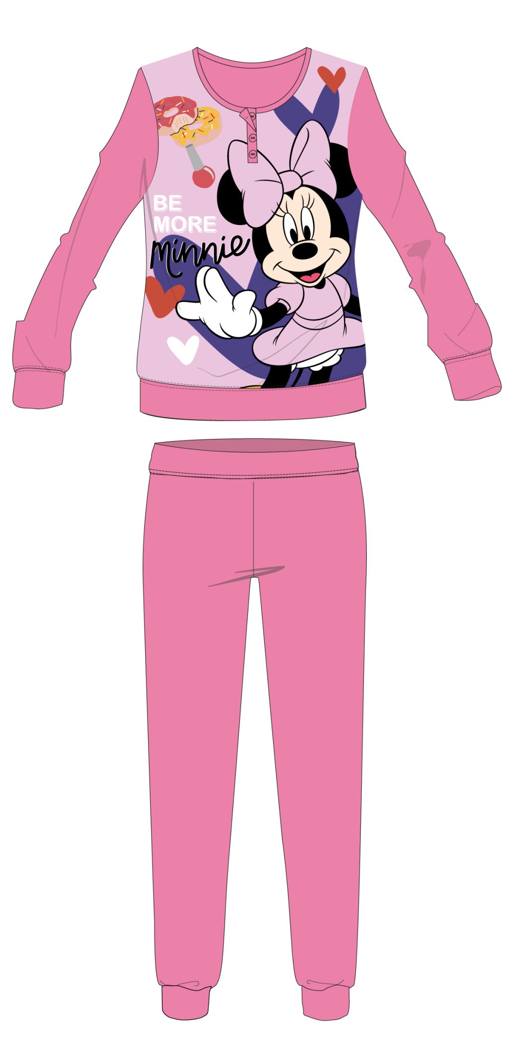 Világosrózsaszín Disney Minnie egér téli coral pizsama gyerekeknek